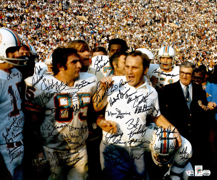 1972 Dolphins Perfect Season Team Auto 20x24 Photo 40+ Sigs Shula #/117 Fanatics