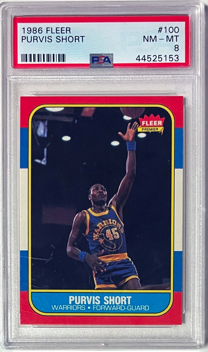 Purvis Short 1986-87 Fleer Card #100- PSA Graded 8 NM-MT (Golden State Warriors)