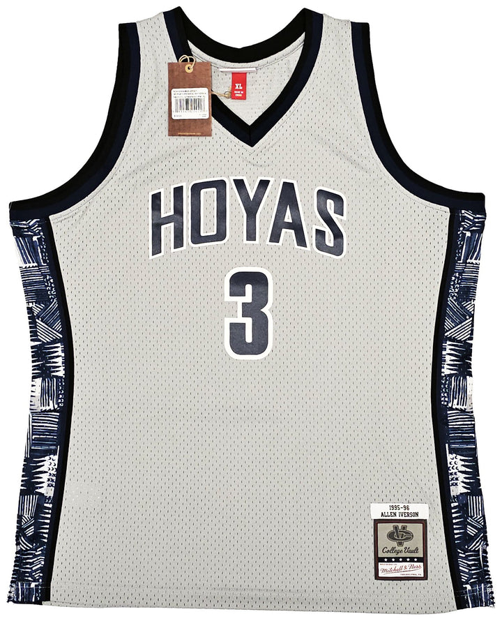 Georgetown Hoyas Allen Iverson Auto Grey Mitchell Ness 95 College Jersey XL BAS