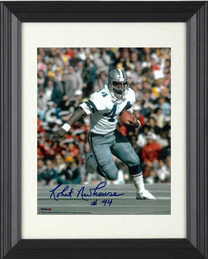 Robert Newhouse signed Dallas Cowboys NFL 8x10 Photo #44 Custom Framing- COA