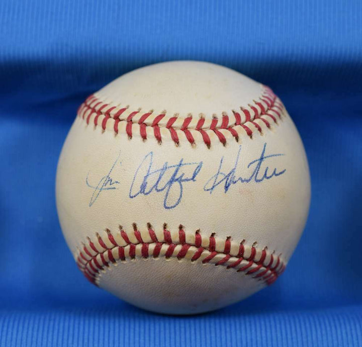 Jim Catfish Hunter Jsa Coa Autograph American League Oal Hand Signed Baseball