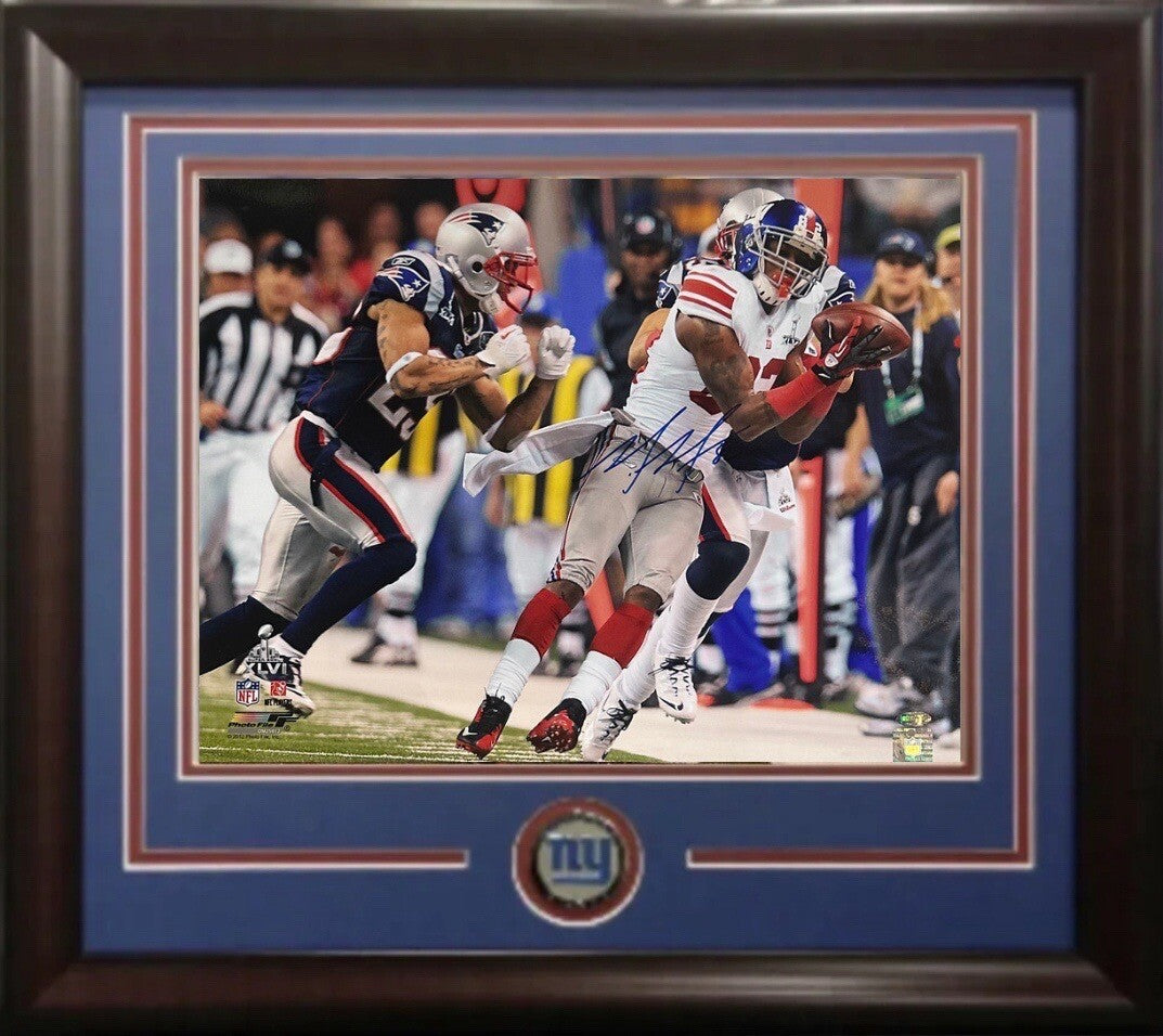 Mario Manningham Signed 16x20 Framed Photo Sb XLVI Catch Giants Auto Steiner COA