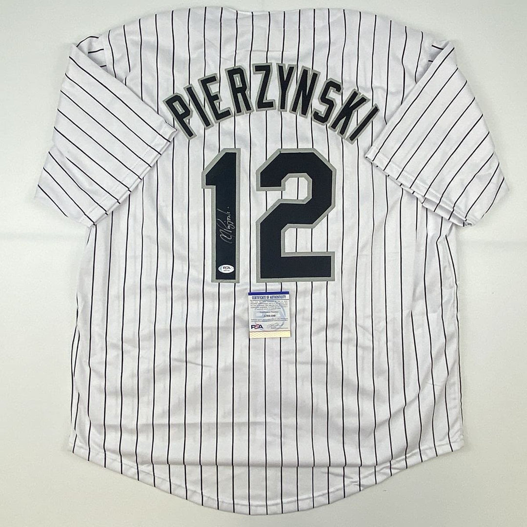 Autographed/Signed AJ A.J. PIERZYNSKI Chicago Pinstripe Jersey PSA COA