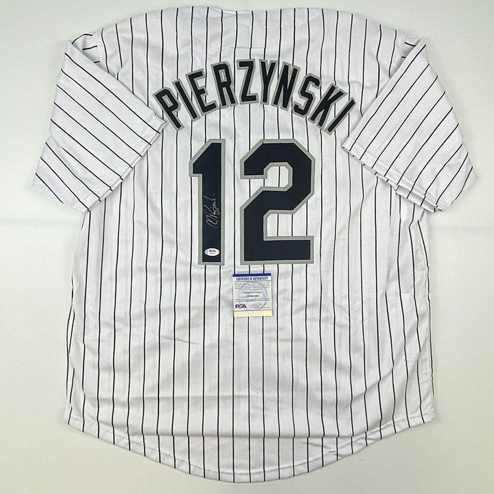Autographed/Signed AJ A.J. PIERZYNSKI Chicago Pinstripe Jersey PSA COA