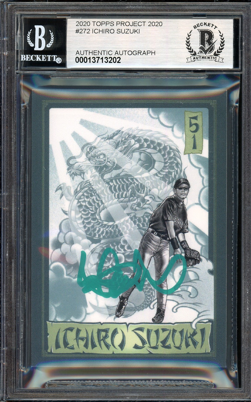 Ichiro Suzuki Auto Topps Project 2020 Mister Cartoon Card 272 Sig 10 #/10 BAS