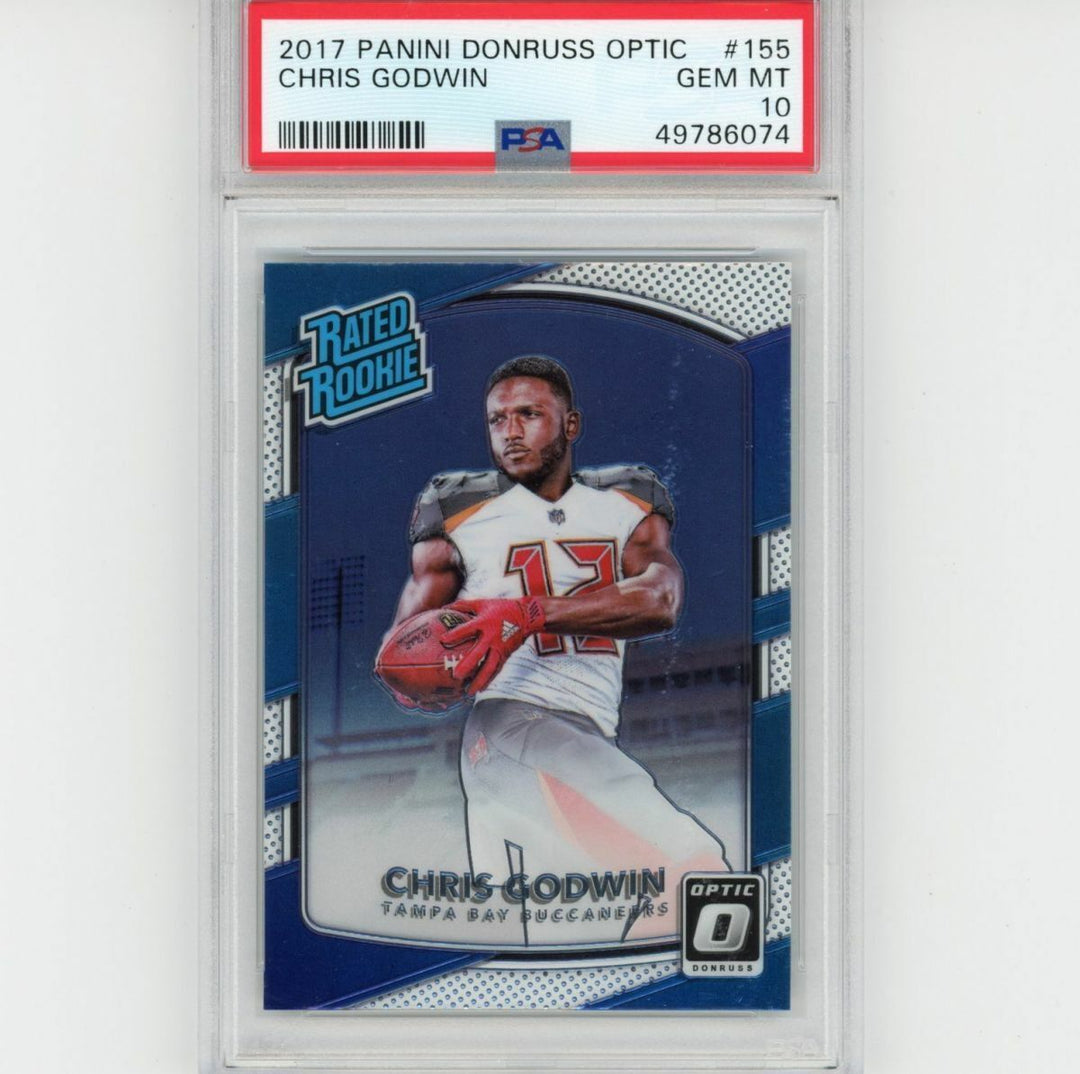 Graded 2017 Panini Donruss Optic CHRIS GODWIN #155 Rated Rookie RC Card PSA 10