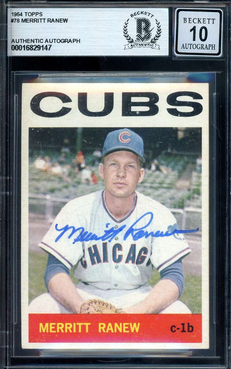 Merritt Ranew Gem Mint 10 Beckett BAS Signed 1964 Topps Autograph