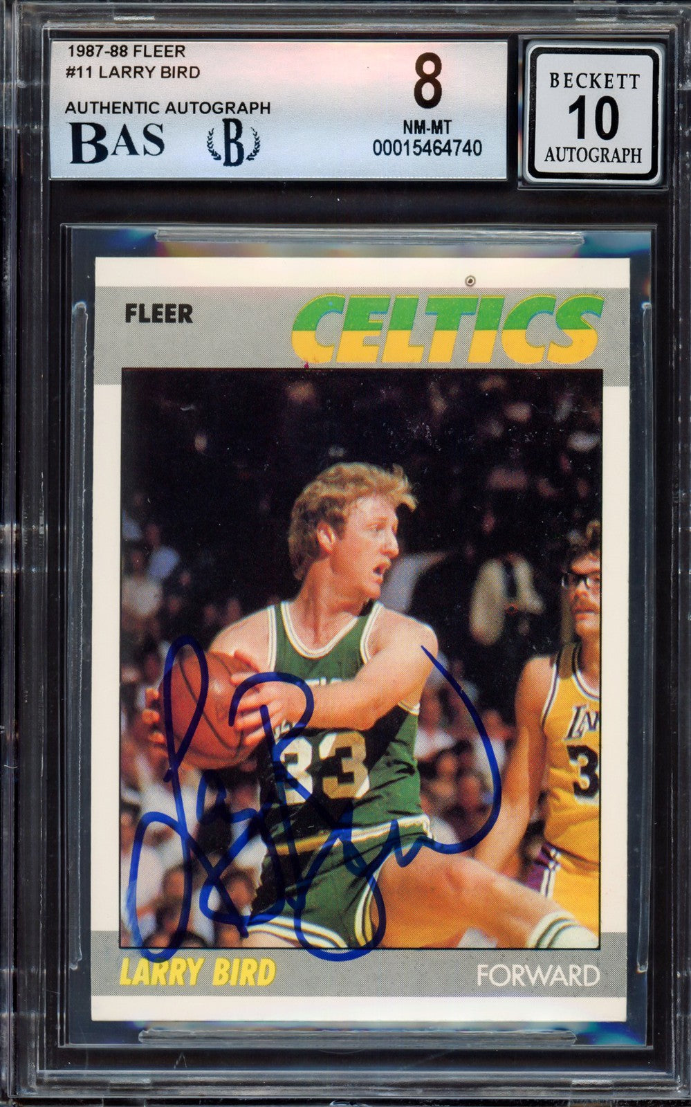 Larry Bird Auto 1987-88 Fleer Card 11 Celtics BGS 8 Auto GM 10 Beckett #15464740