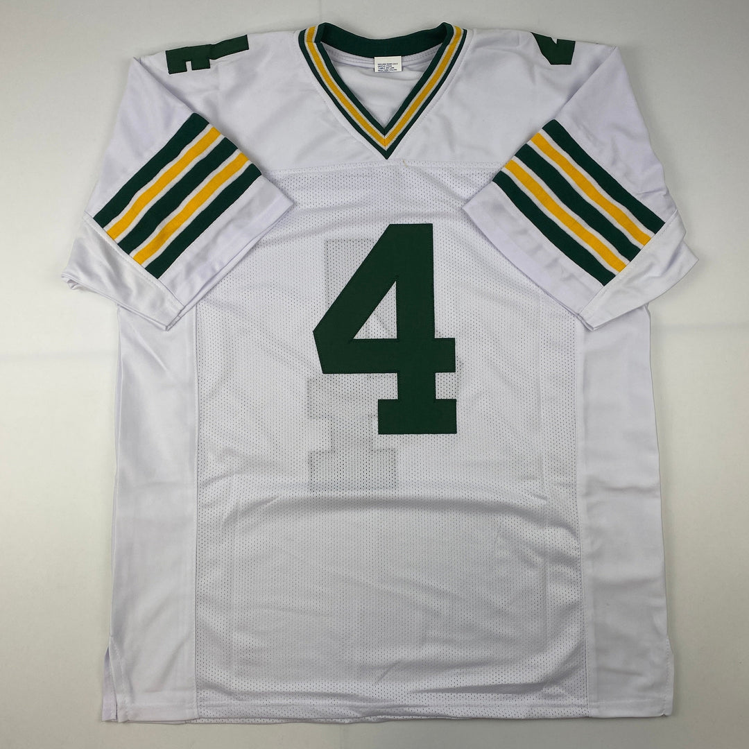 Facsimile Autographed Brett Favre Green Bay White Reprint Jersey Size Men's XL
