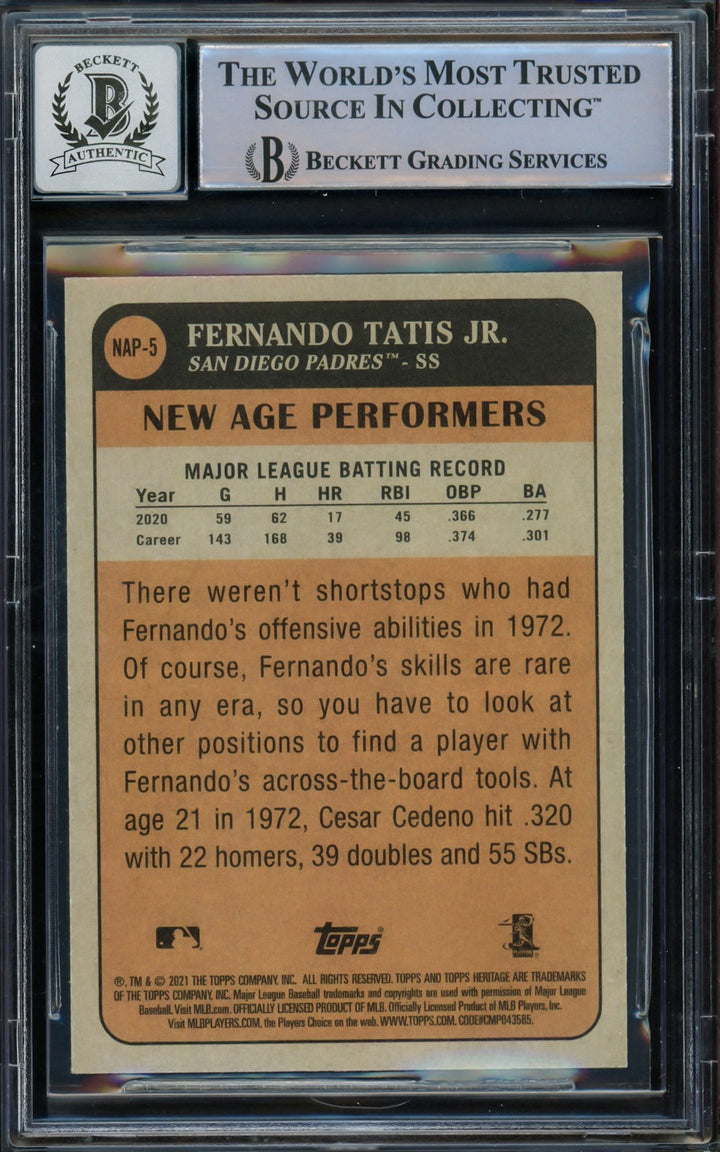 Fernando Tatis Jr Auto 2021 Topps Heritage New Age Performers Card NAP-5 Sig 10