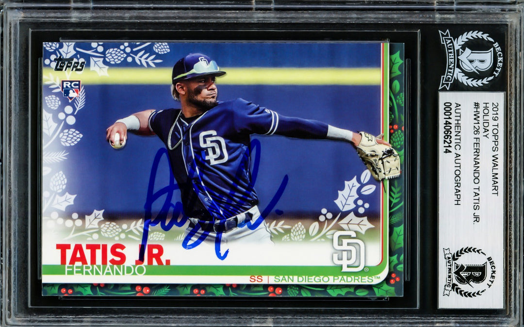 Fernando Tatis Jr. Signed 2019 Topps Holiday RC HW126 San Diego Padres Beckett