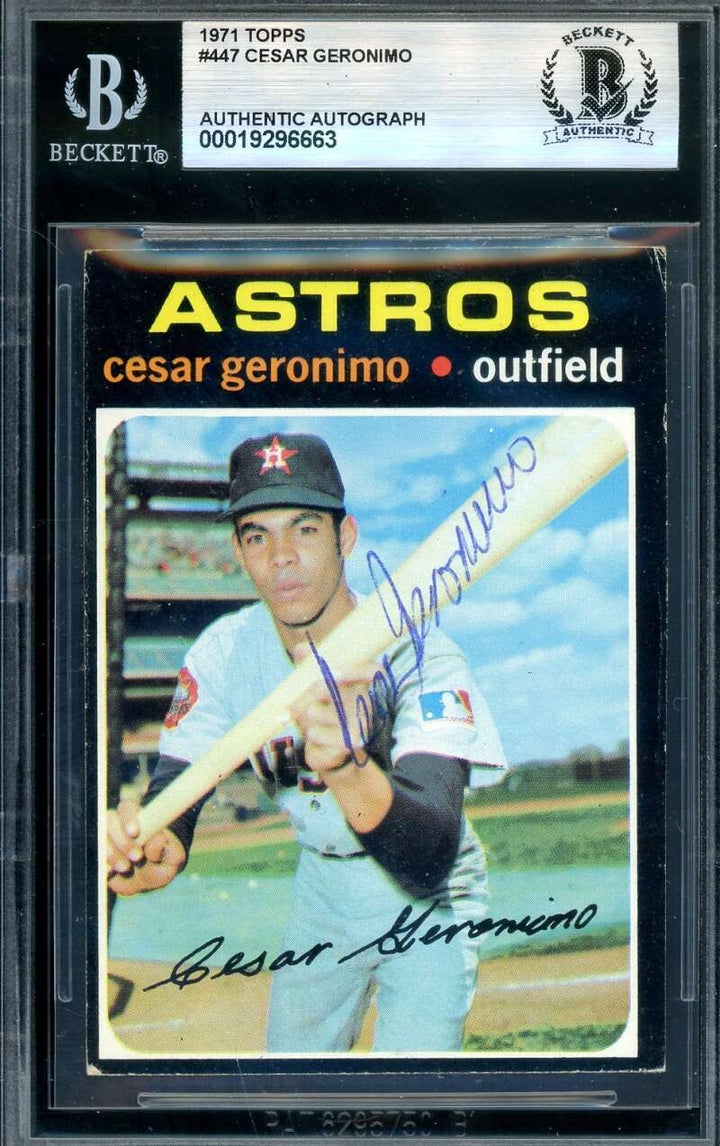 Cesar Geronimo Beckett BAS Vintage Signed 1971 Topps Rookie Autograph