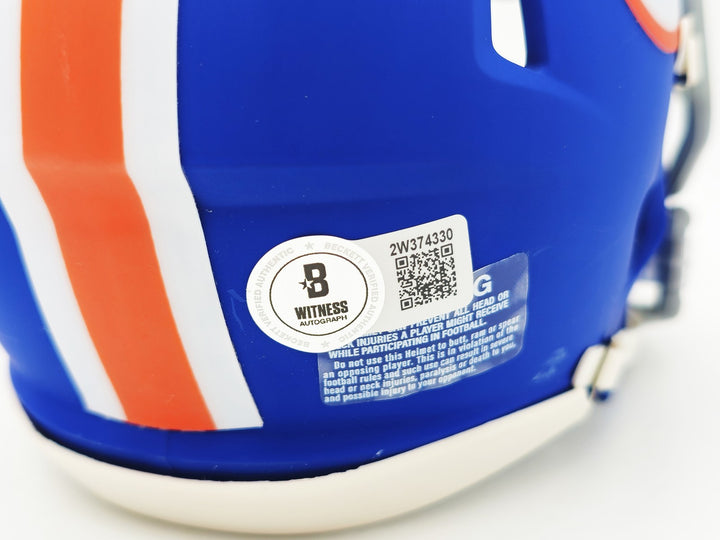 Steve Spurrier Auto Florida Gators Blue Throwback Speed Mini Helmet Beckett Wit