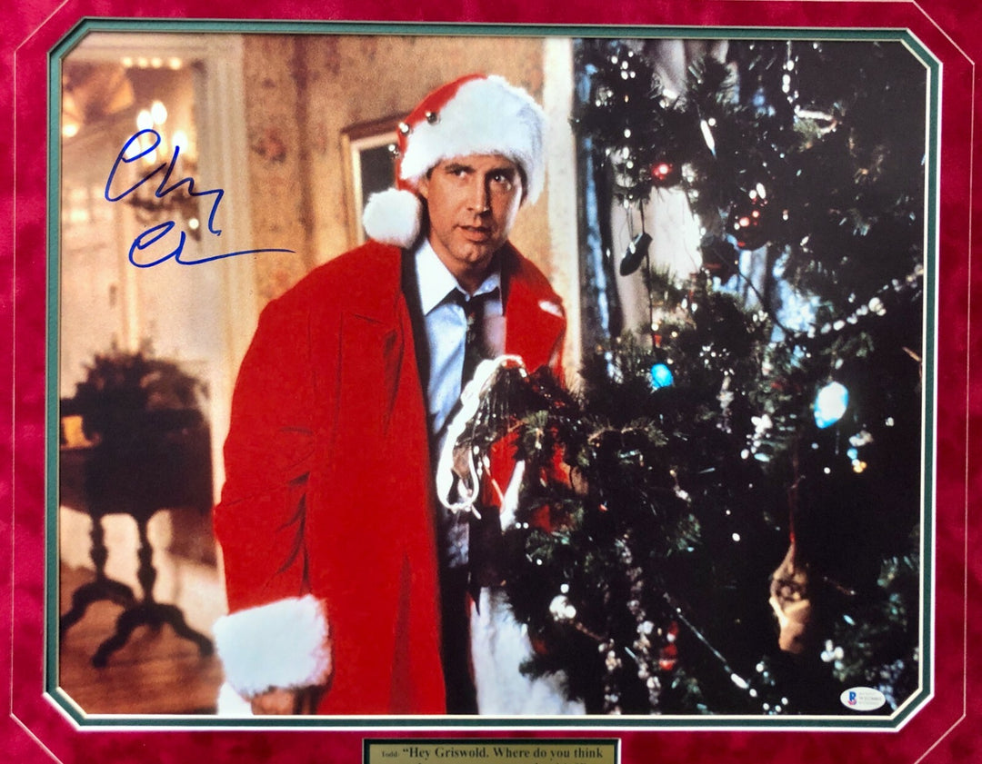 Chevy Chase Signed Christmas Vacation 16x20 Photo Framed BAS COA Autograph Tree