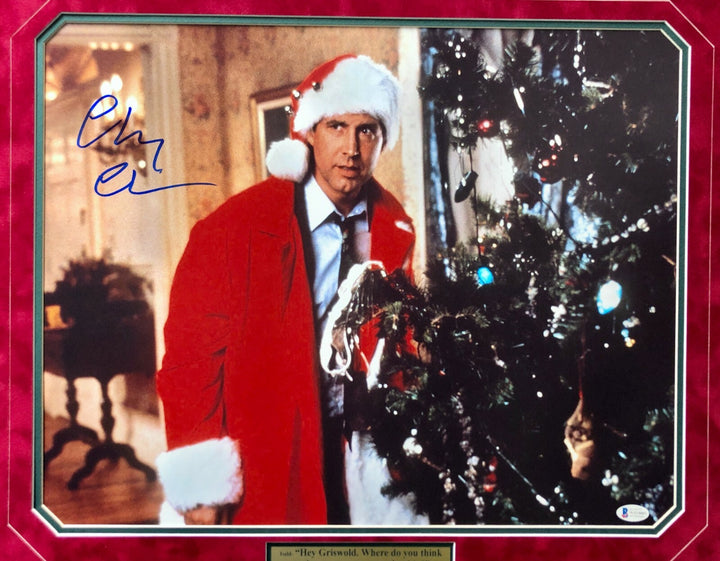 Chevy Chase Signed Christmas Vacation 16x20 Photo Framed BAS COA Autograph Tree