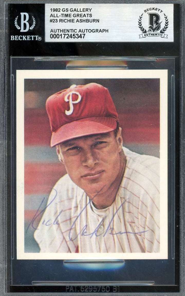 Richie Ashburn Beckett BAS Signed 1982 GS Gallery All Time Greats Autograph