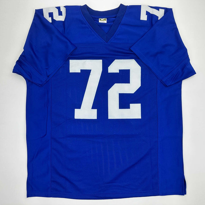 Facsimile Autographed Osi Umenyiora New York Blue Reprint Jersey Size Men's XL