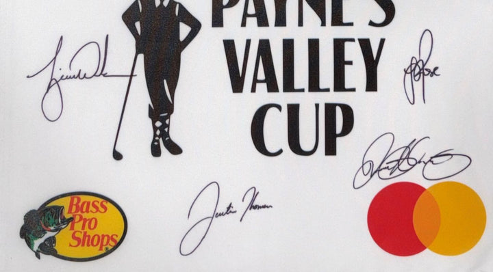 Tiger Woods Rory McIlroy Thomas Rose Signed Framed Payne's Valley Flag BAS LOA