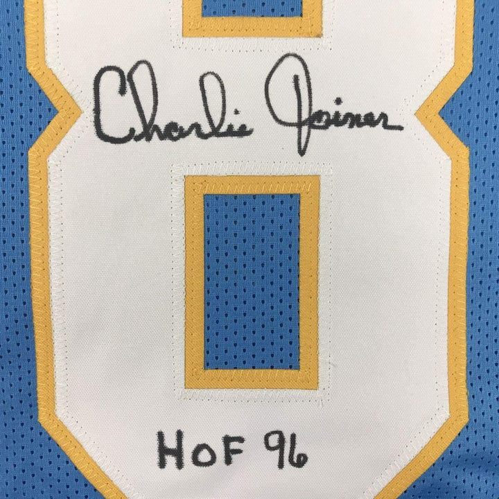 Autographed/Signed CHARLIE JOINER HOF 96 San Diego Powder Blue Jersey JSA COA