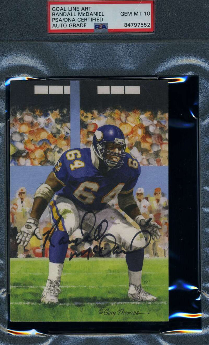 Randall McDaniel Gem Mint 10 PSA DNA Signed Goal Line Art Card GLAC Autograph