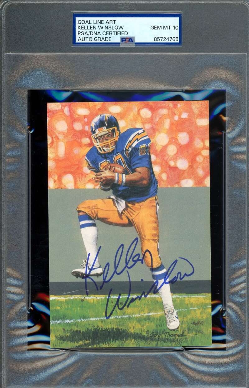 Kellen Winslow Gem Mint 10 PSA DNA Signed Goal Line Art Card GLAC Auto