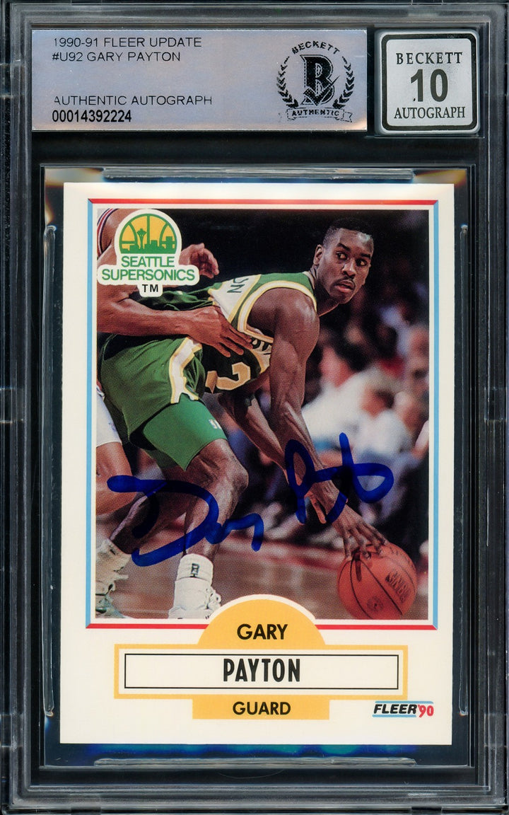 Gary Payton Signed 1990-91 Fleer Update RC U-92 Supersonics Auto GM 10 Beckett