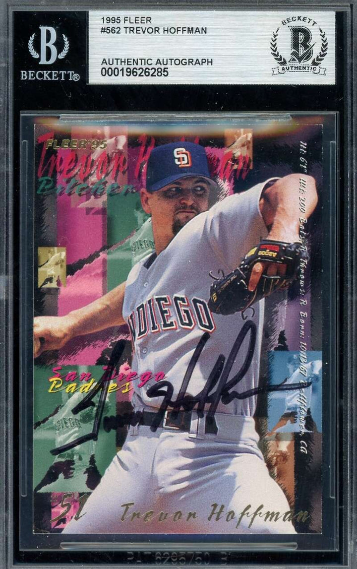 Trevor Hoffman Beckett BAS Signed 1995 Fleer Autograph