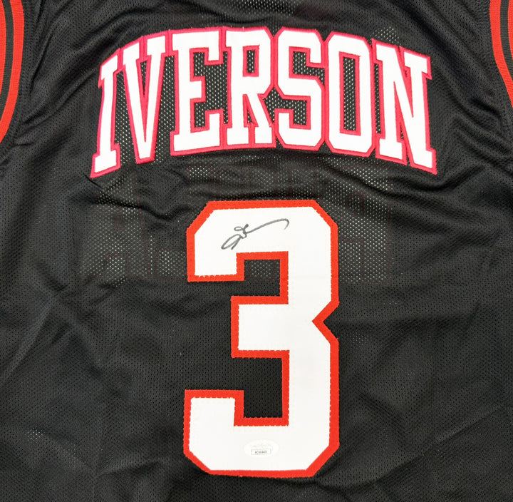 Allen Iverson Signed 76ers Black Custom Jersey JSA