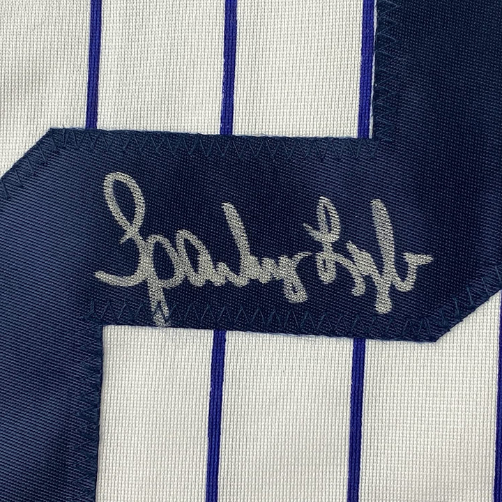 Framed Signed Sparky Lyle 35x39 New York Pinstripe Jersey JSA COA