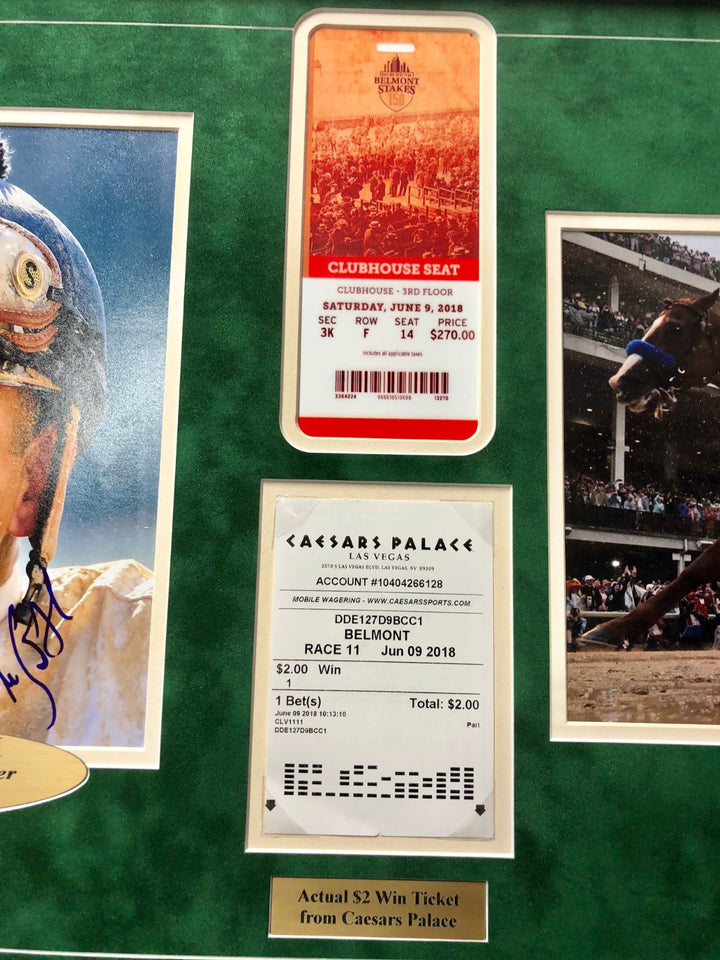 Mike Smith Triple Crown Framed Signed 8x10 Photo Justify COA PSA/DNA w/ Ticket