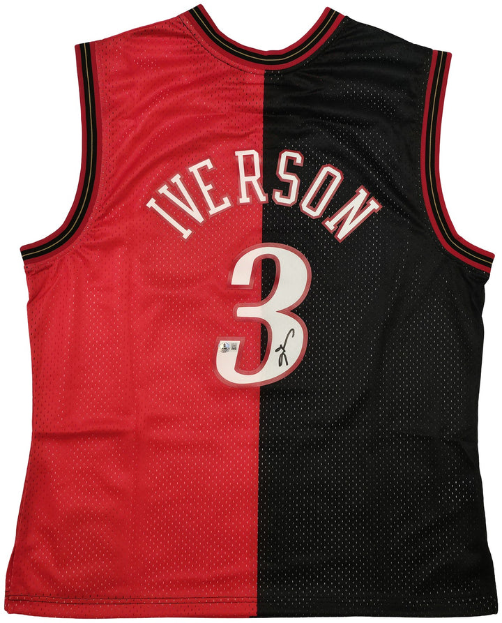 76ers Allen Iverson Auto Black Red Mitchell Ness 2000-01 Swingman Jersey XL BAS