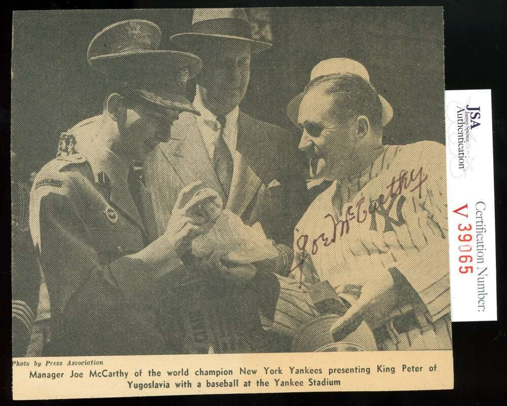 Joe McCarthy JSA Coa Signed 5x5 Photo Autograph