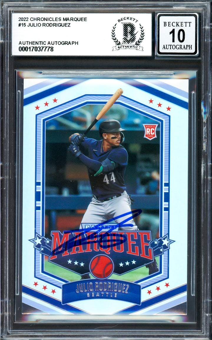 Julio Rodriguez Auto 2022 Panini Marquee RC 15 Mariners Sig 10 Beckett #17037778