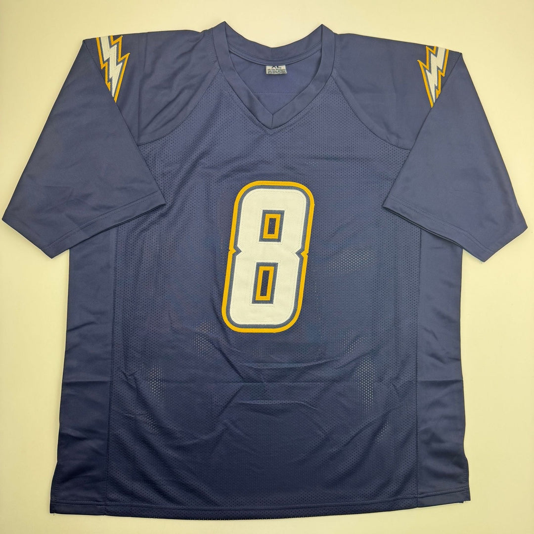 Autographed/Signed Omarion Hampton Los Angeles Dark Blue Football Jersey BAS COA