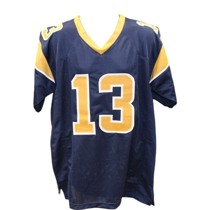 Kurt Warner Autographed/Signed Pro Style Blue XL Jersey Beckett BAS 34236