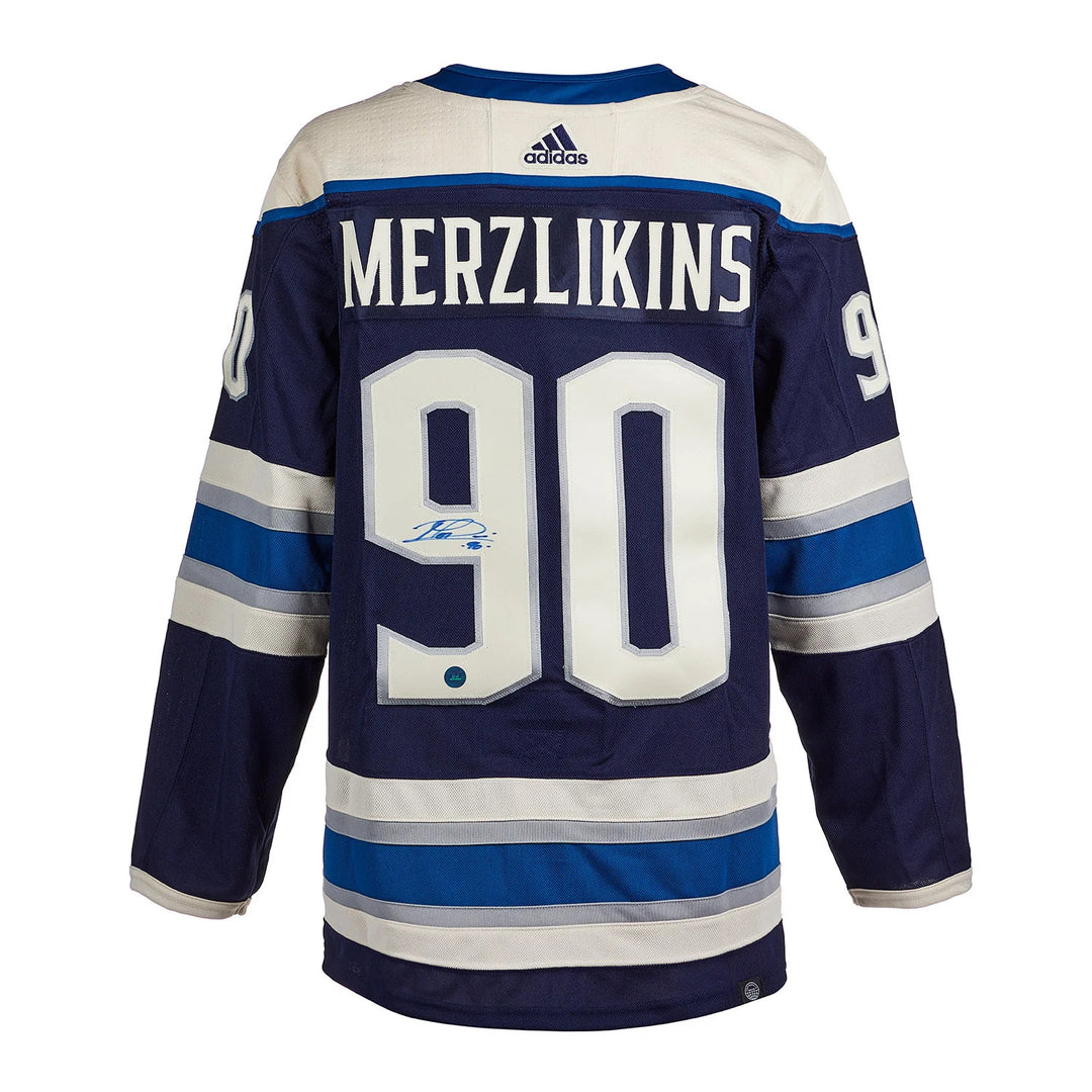 Elvis Merzlikins Signed Columbus Blue Jackets Alternate adidas Jersey