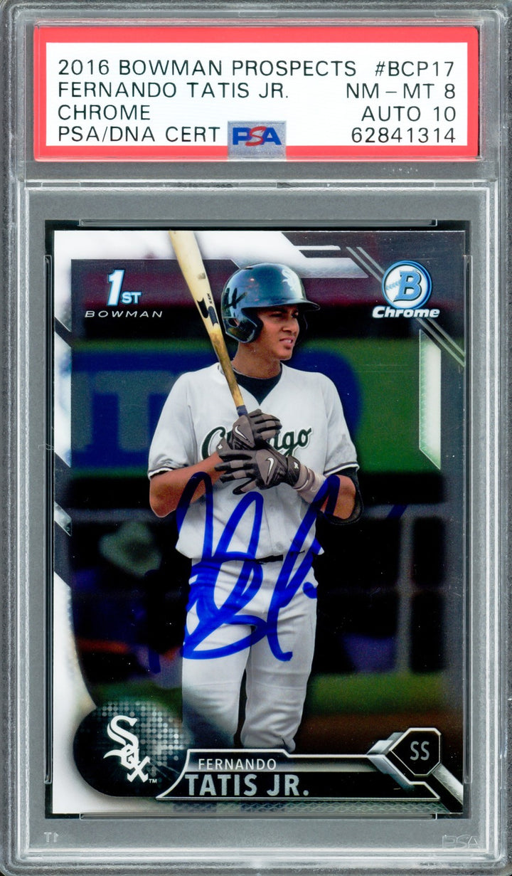 Fernando Tatis Jr Signed 2016 Bowman Chrome Prospects RC BCP17 PSA 8 Sig 10 DNA