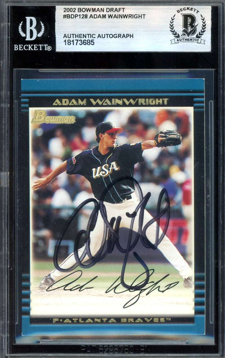 Adam Wainwright Beckett BAS Signed 2002 Bowman Draft Rookie Autograph