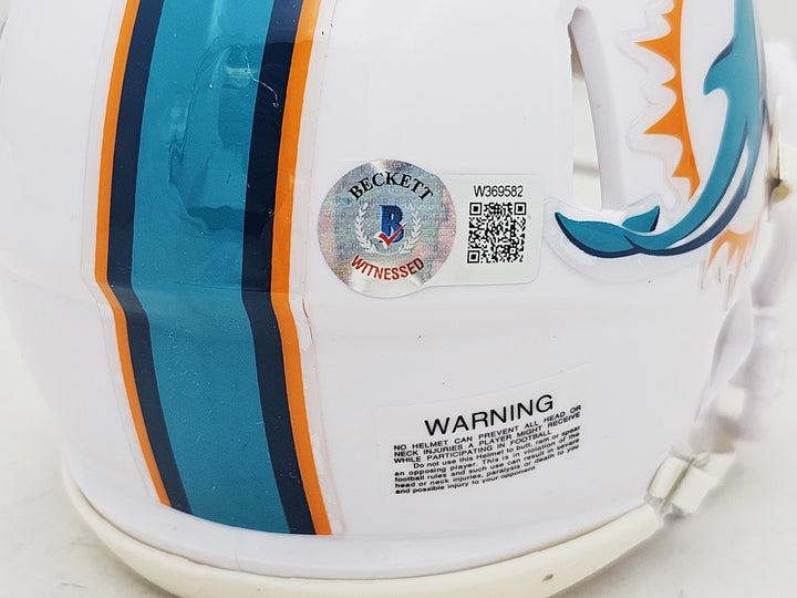 Zach Thomas Signed Miami Dolphins White Speed Mini Helmet "HOF 2023" Beckett Wit