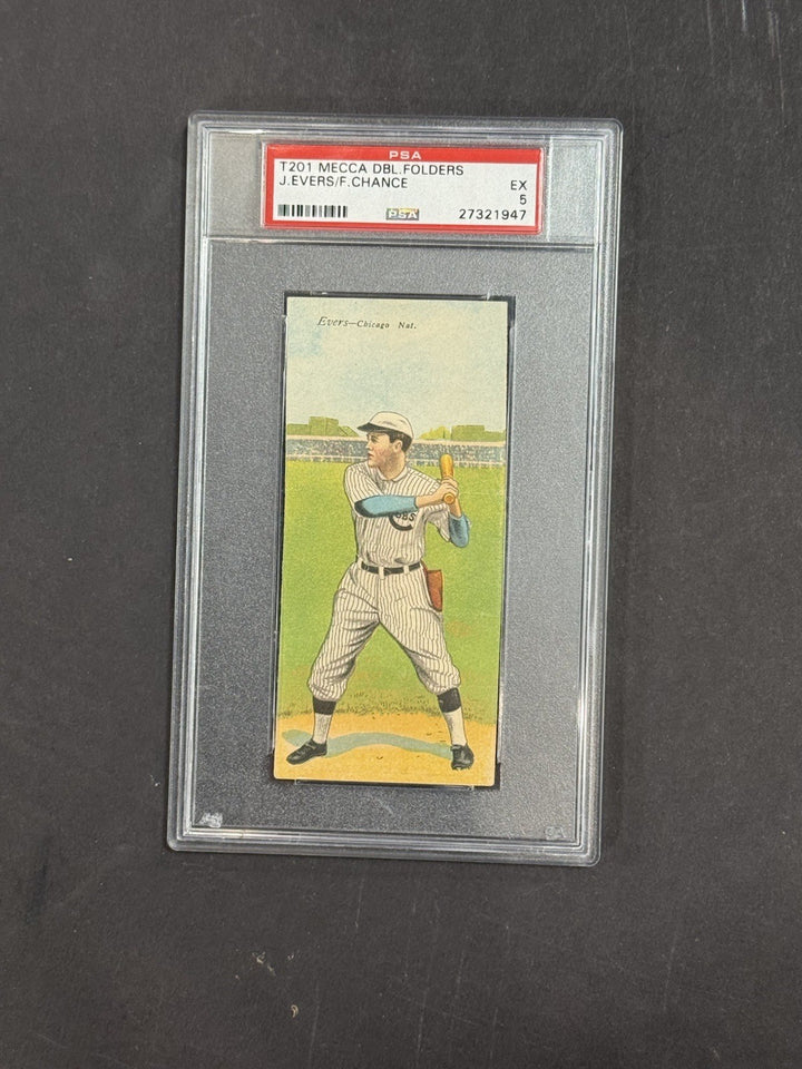 1911 T201 Mecca Frank Chance /Johnny Evers Cubs HOF PSA 5 EX Beauty Looks Nicer