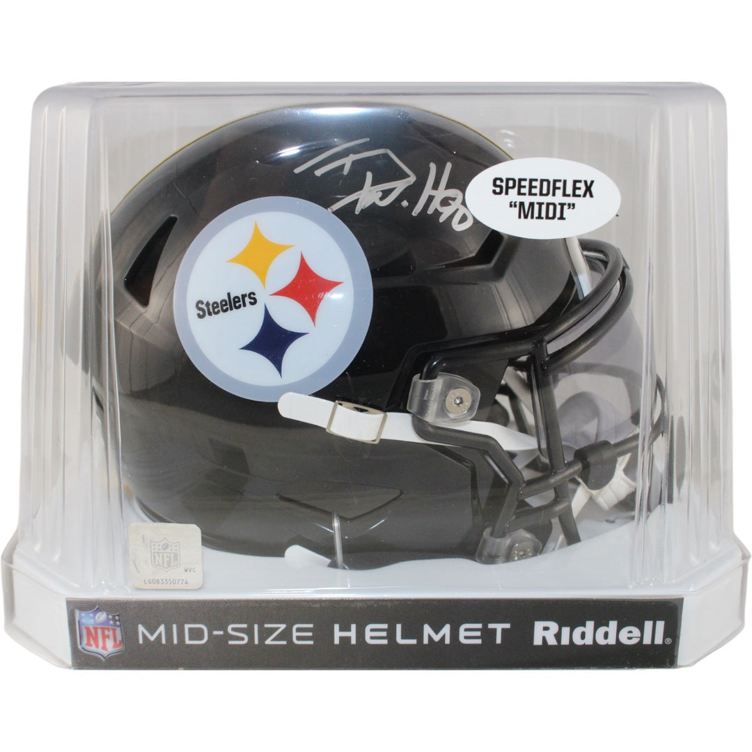 TJ Watt Autographed Pittsburgh Steelers Mid-Size Midi Helmet Beckett WIT 54022