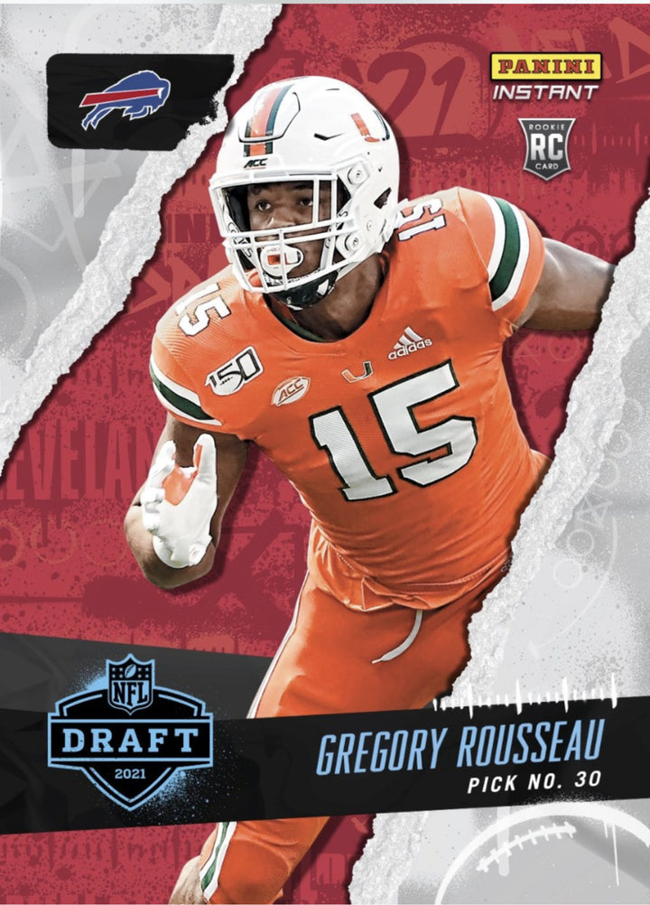 2021 GREG ROUSSEAU NFL DRAFT NIGHT PICK 30 PANINI INSTANT BILLS ROOKIE CARD #18