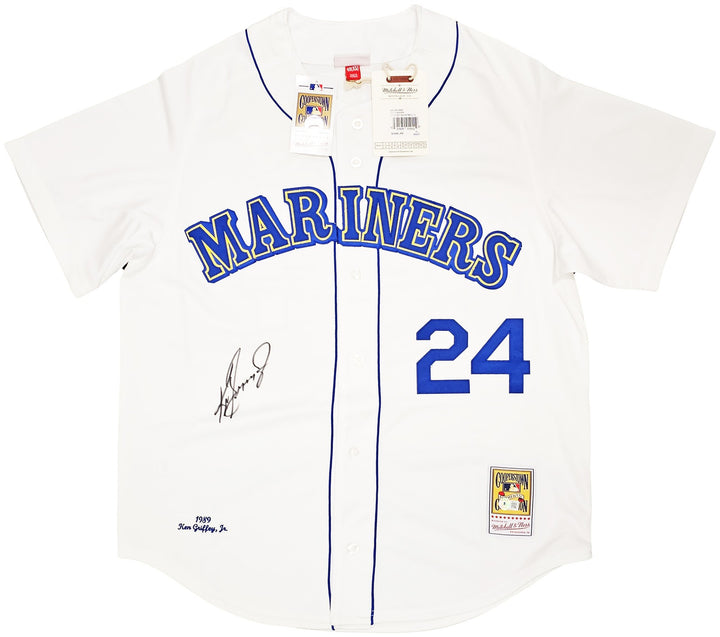 Mariners Ken Griffey Jr. Auto White Mitchell Ness 89 Cooperstown Jersey Beckett