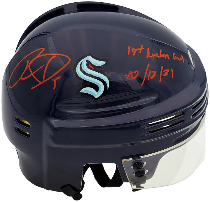 Ryan Donato Auto Kraken Blue Mini Helmet 1st Kraken Goal 10/12/21 Fanatics