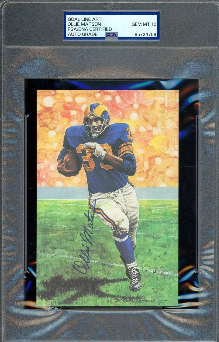 Ollie Matson Gem Mint 10 PSA DNA Signed Goal Line Art Card GLAC Autograph