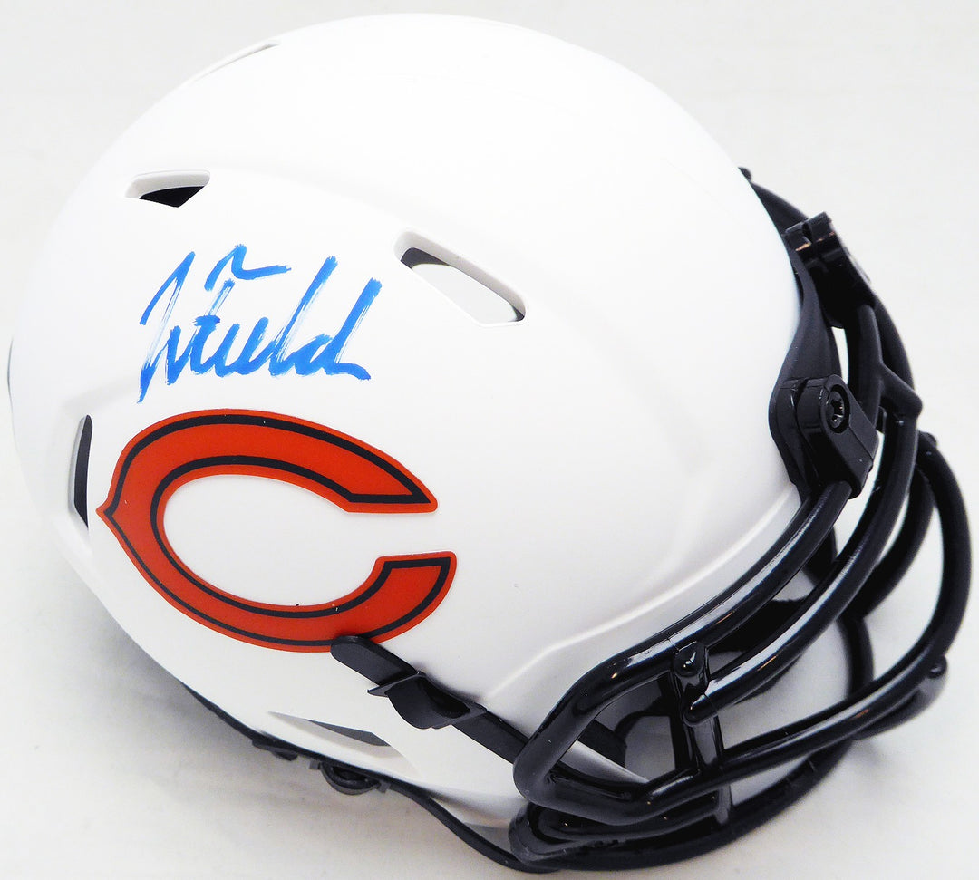 Justin Fields Signed Chicago Bears Lunar Eclipse White Speed Mini Helmet Beckett