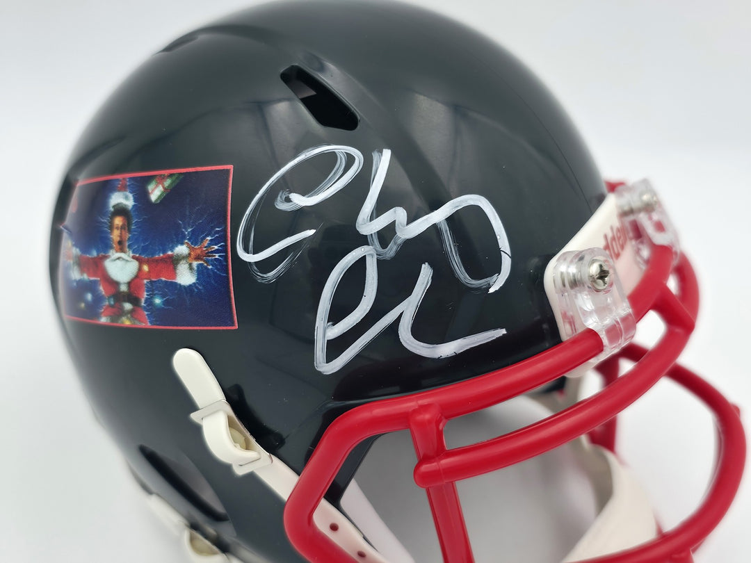 Chevy Chase Signed Christmas Vacation Black Speed Mini Helmet Beckett #AD34290