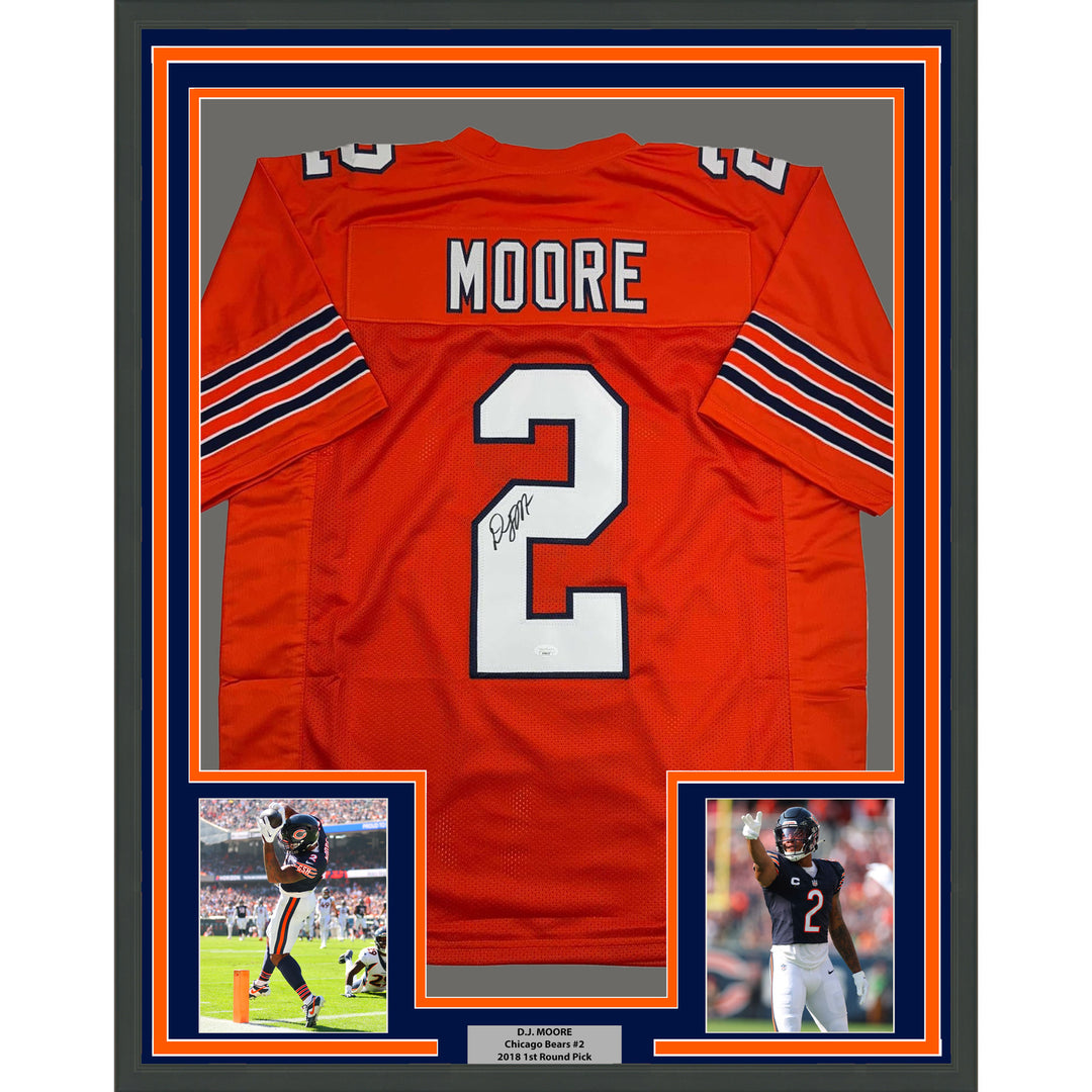 Framed Autographed/Signed D.J. DJ Moore 35x39 Chicago TB Orange Jersey JSA COA
