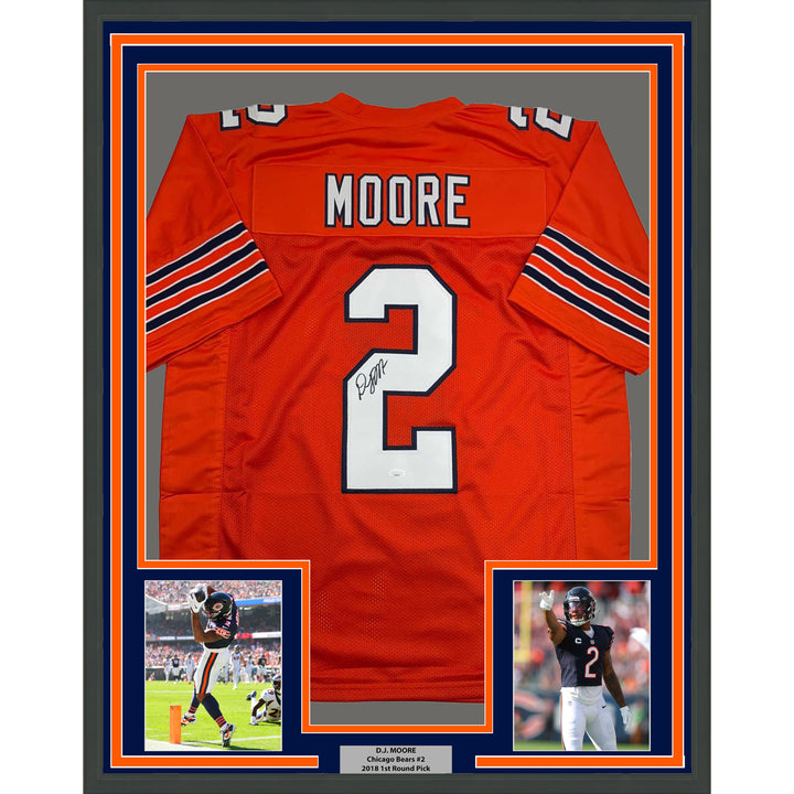 Framed Autographed/Signed D.J. DJ Moore 35x39 Chicago TB Orange Jersey JSA COA