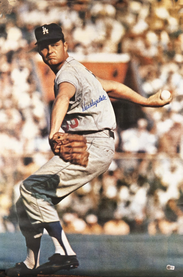 Don Drysdale Signed 24x36 Major League Poster Los Angeles Dodgers Beckett